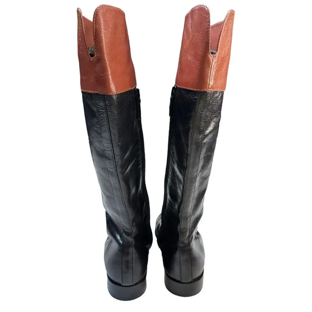 COLE HAAN Womens Knee High Fashion‎ Boots Black Brown Leather Riding Size 6.5M